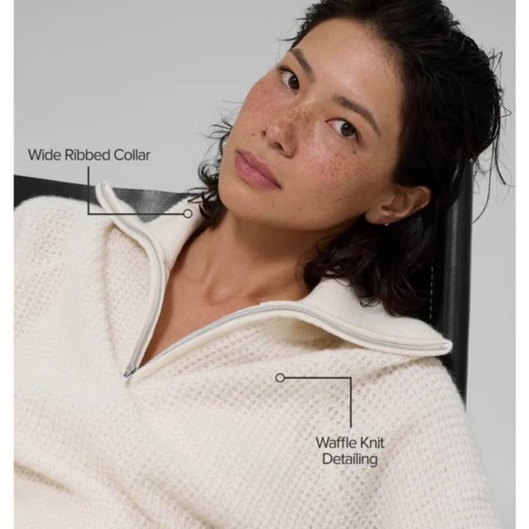 (Set) ALO Yoga Cashmere Plush Waffle 1/4 Zip Pullover + High Waist Pant - Picture 3 of 10